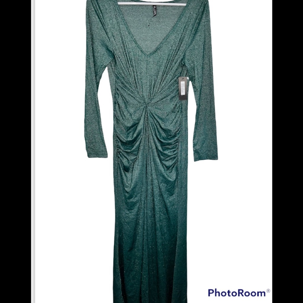 Lapis Gorgeous Green Rouched Dress NWT